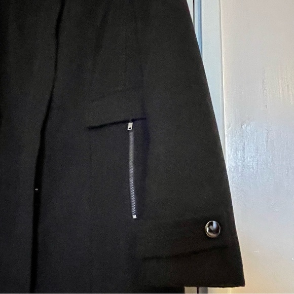 Wallis Black Funnel Neck Smart Coat EUC Size 16 - Picture 3 of 6